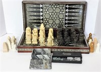 Beautiful Inlaid Chess & Backgammon Box with