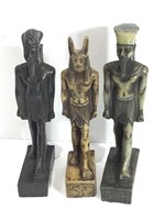 Set of Three Egyptian Figurines Including Anubis