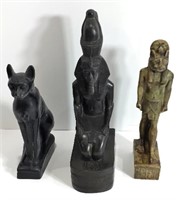 Egyptian Stone Figurines including Bastet, Cat