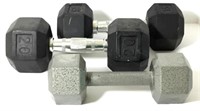 Set of 3 Dumbbells, 20 & 15 lbs. 2 Rubber coated