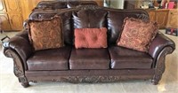 Ashley Furniture Wood & Leather Sofa