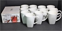 Set of Gallery White Porcelain Mugs and Libby