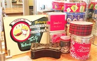 Lidded Cookie Tins & Mummerl Metal Sign