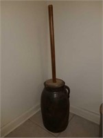 Antique Pottery Butter churn with dasher