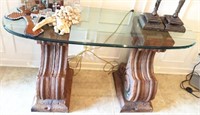 Sofa Table with Scroll Terra Cotta Base