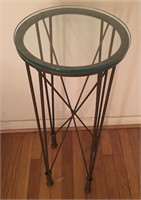 Contemporary Metal and Glass Plant Stand
