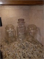 Lot of 4 glass storage containers