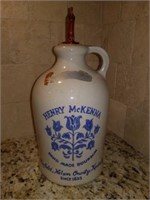 Henry mcKenna pottery blue white bourbon jug