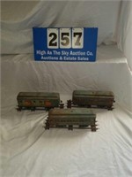 Lot of 3 Antique Trailways Metal Train Set Early