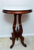 Oval marble top lamp table