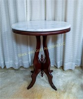 Oval marble top lamp table