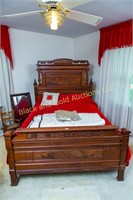 Walnut Victorian high back bed