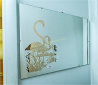 Wall mirror with image of swans