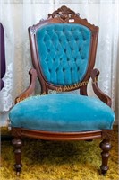 Walnut Victorian upholstered chair