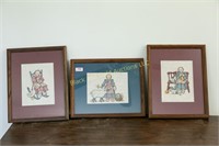 Lot: 3 framed cross-stitch prints