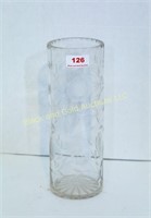 Etched cylindrical 10 1/4" vase