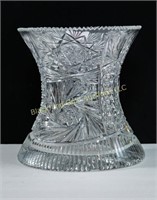 Large cut glass 8" corset vase