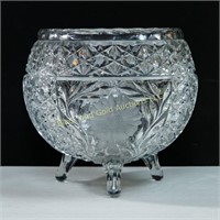 Cut, etched large footed rose bowl