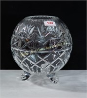 Lead crystal giant footed rose bowl