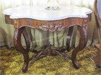Walnut Victorian marble top table