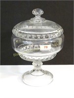 Crystal pattern glass compote with lid