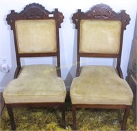 Pr: Walnut Victorian side chairs