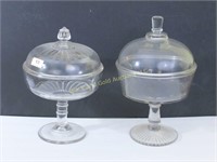 Lot: 2 crystal covered compotes