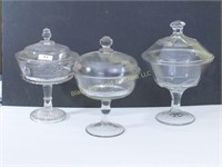 Lot: 3 crystal covered compotes