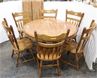 Double Pedestal Dining Table, 6- Chairs & 4-Leaves