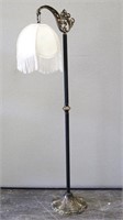 Metal Antique Style Floor Lamp w/ Fringed Shade