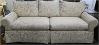 LAZ-BOY Brocade Skirted Sofa w/ Rolled Arms &..