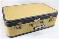 Vintage Hard Shell Tweed Suitcase w/ Vinyl Trim