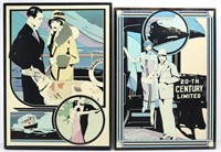 Pair of Art Deco Enameled Movie Art Prints