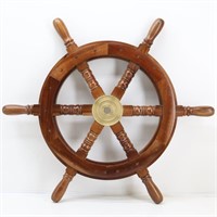 Wood & Brass Ships Wheel Wall Decor