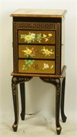 GILDED & LACQUERED CHINESE JEWELRY BOX ON STAND