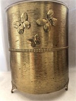 Vintage regency gold metal trashcan cover