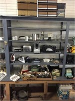 small appliances, flatware, hotplate, mixer, misc
