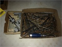 Box of Drill Bits & Bit Sharpener Attachment