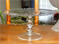 Glass pedestal cake stand 6"h x 11"d