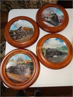 4 Danbury Mint Railroad Train plates in wood