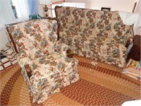 Flexsteel Vintage floral matching sofa & chair
