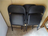 3 metal folding chairs, padded seats