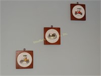 3 Vintage car wall plaques - 4"x4" (cracked)