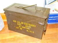 Metal ammo box w/ contents (shoe polish