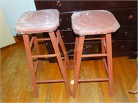2 Wood stools - 30"h