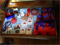 Red Hat Society items - scarves, pins, jewelry,