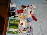 Holiday jewelry lot - Christmas pins, earrings,