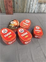 Rath Ham tins, opened, 5 lb. size