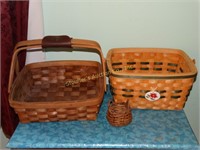 3 Wicker baskets - Christmas, double handle,