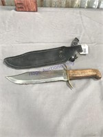 Knife in sheath, 10-inch blade